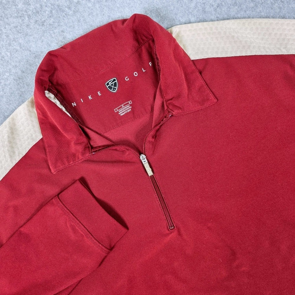 Nike Golf Men's Large Burgundy Quarter Zip Long Sleeve Fit Dry Pullover Shirt